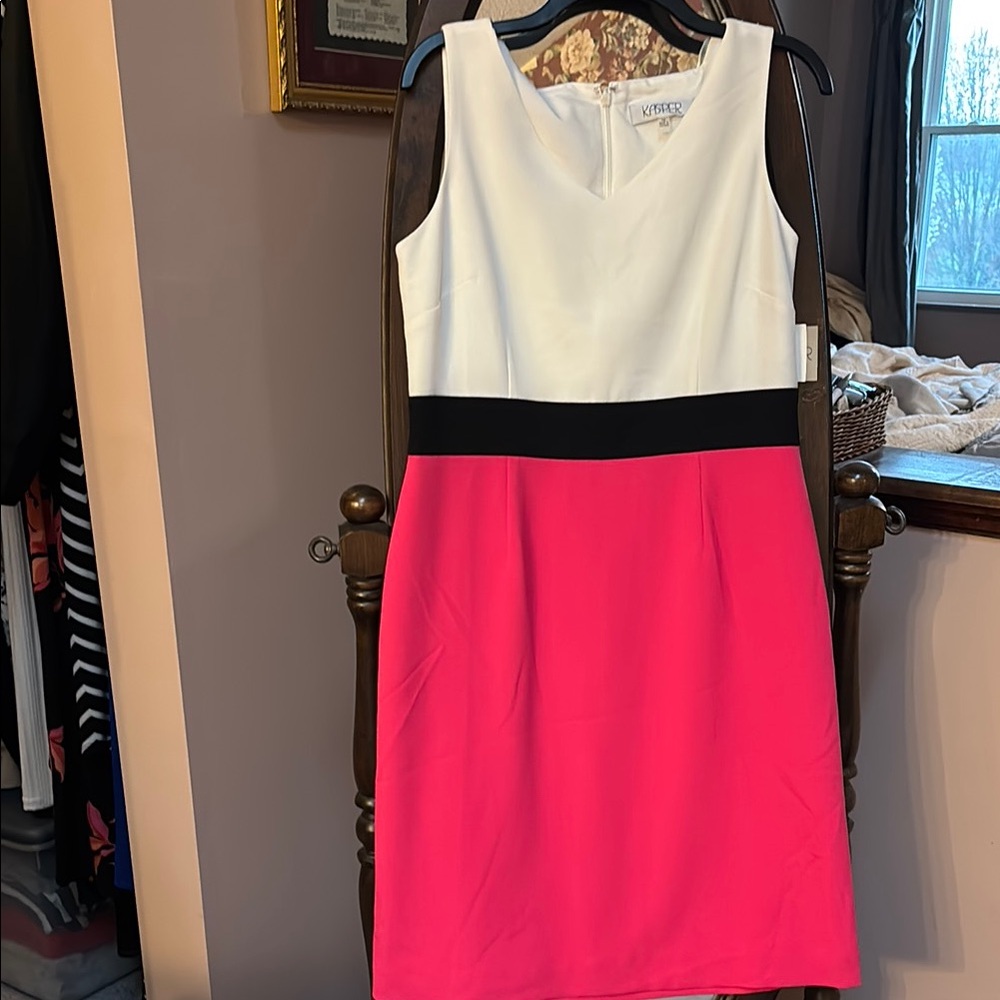 Kasper Pink and White Colorblock Dress